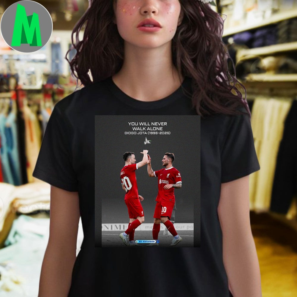 Design Diogo Jota You Will Never Walk Alone Tribute Football Fan T-Shirt