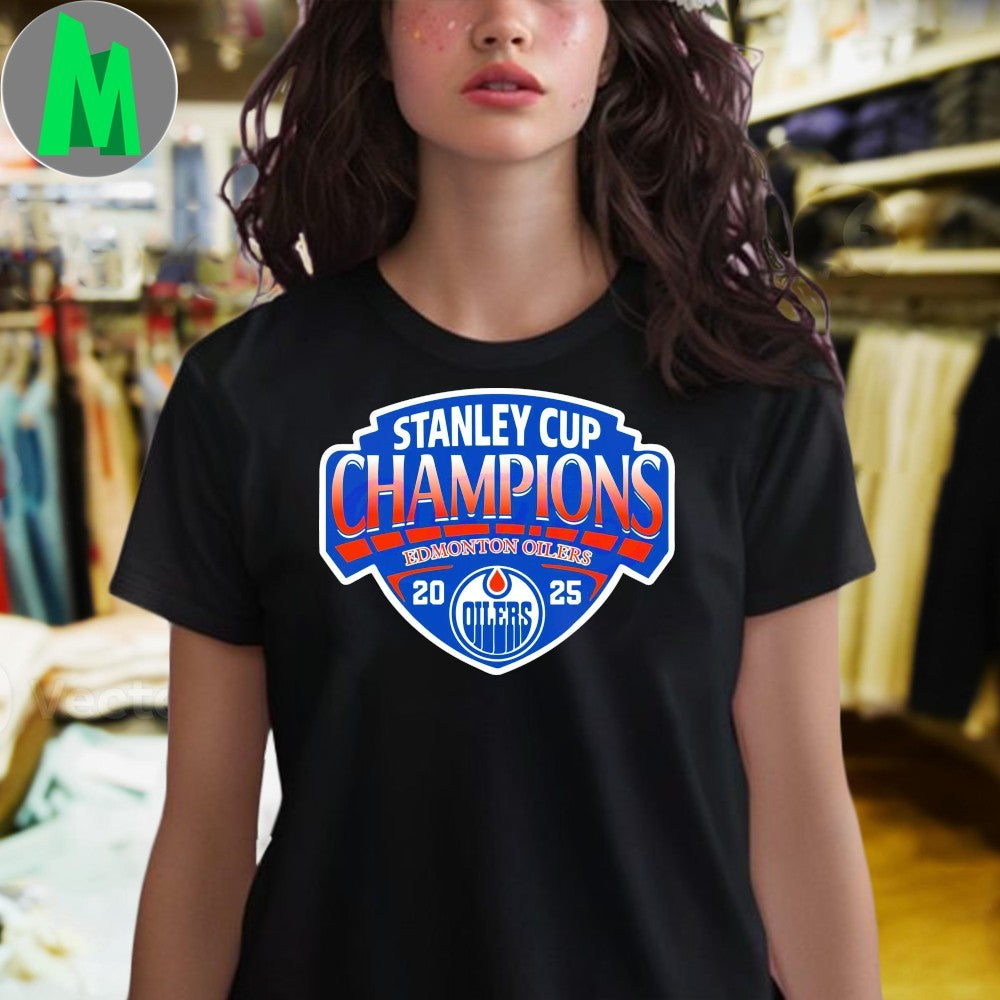 Design Edmonton Oilers Stanley Cup Champions 2025 Logo Graphic T-Shirt