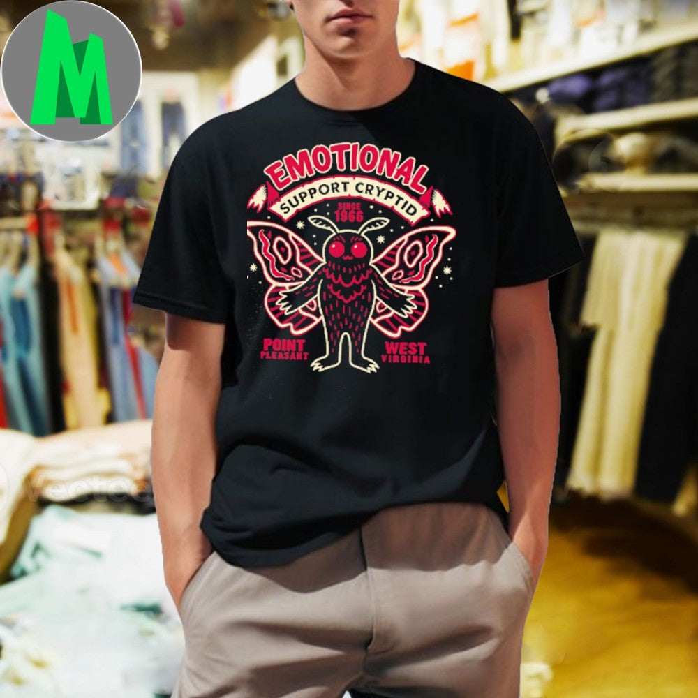 Design Emotional Support Cryptid Mothman Point Pleasant WV Graphic T-Shirt
