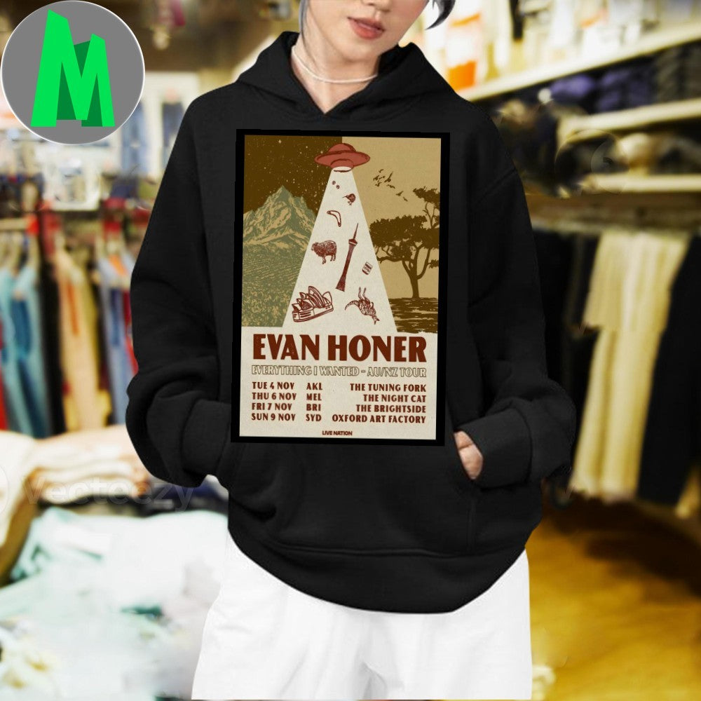 Design Evan Honer Everything I Wanted AU NZ Tour 2025 Concert Poster T-Shirt