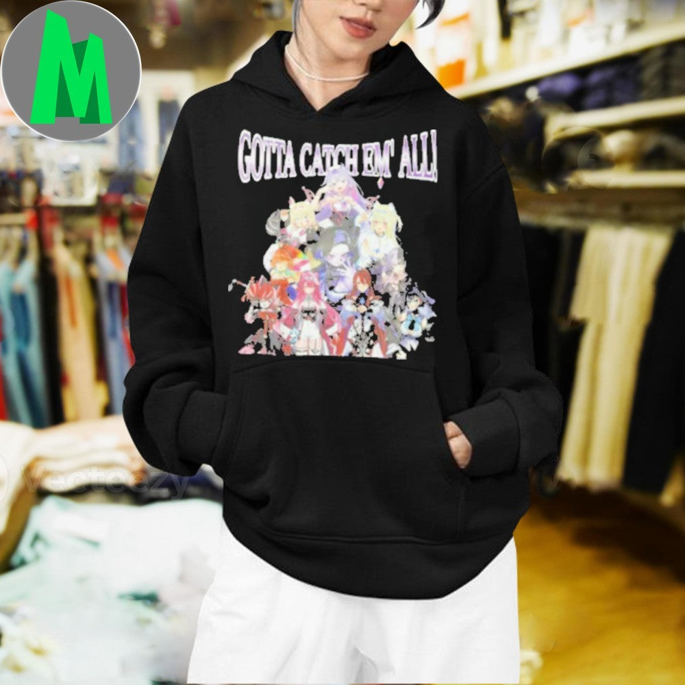 Design Gotta Catch Em All Anime Game Girl Group Graphic T-Shirt
