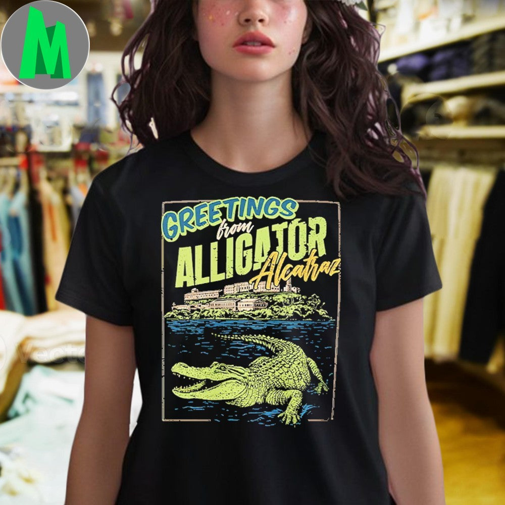 Design Greetings From Alligator Alcatraz Retro Travel Graphic T-Shirt