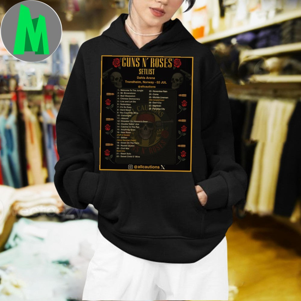 Design Guns N’ Roses Trondheim Norway 2025 Concert Setlist T-Shirt