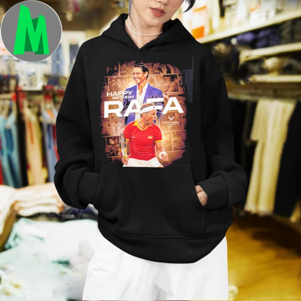 Design Happy Birthday Rafael Nadal Tennis Legend Vamos Grand Slam Fan Graphic Shirt