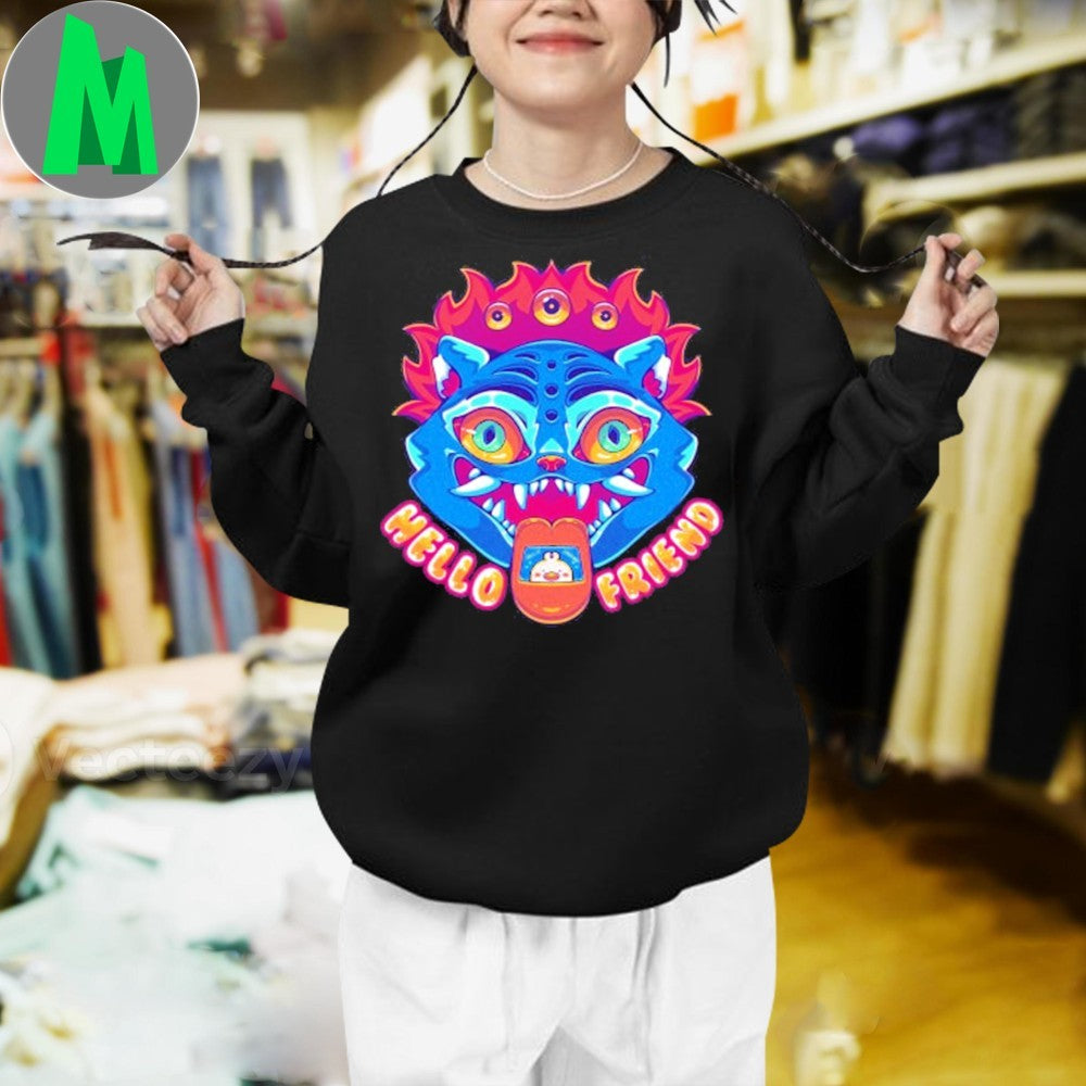Design Hello Friend Demon Cat T-Shirt