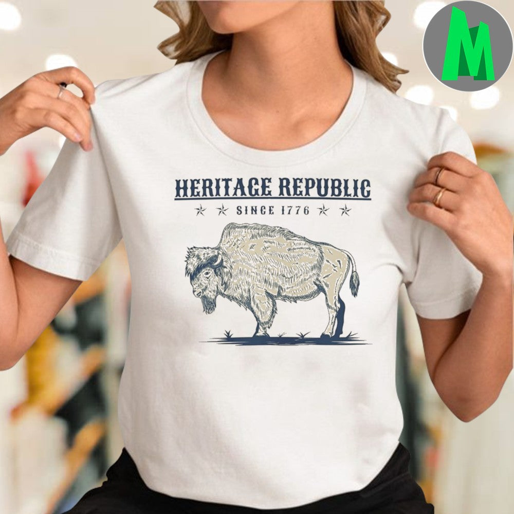 Design Heritage Republic Since 1776 Buffalo Graphic Ringer T-Shirt