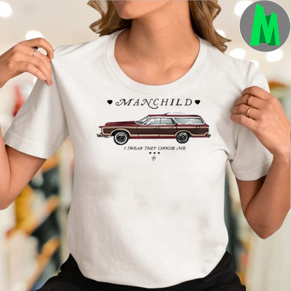 Design I Swear They Choose Me Manchild Vintage Station Wagon Graphic T-Shirt