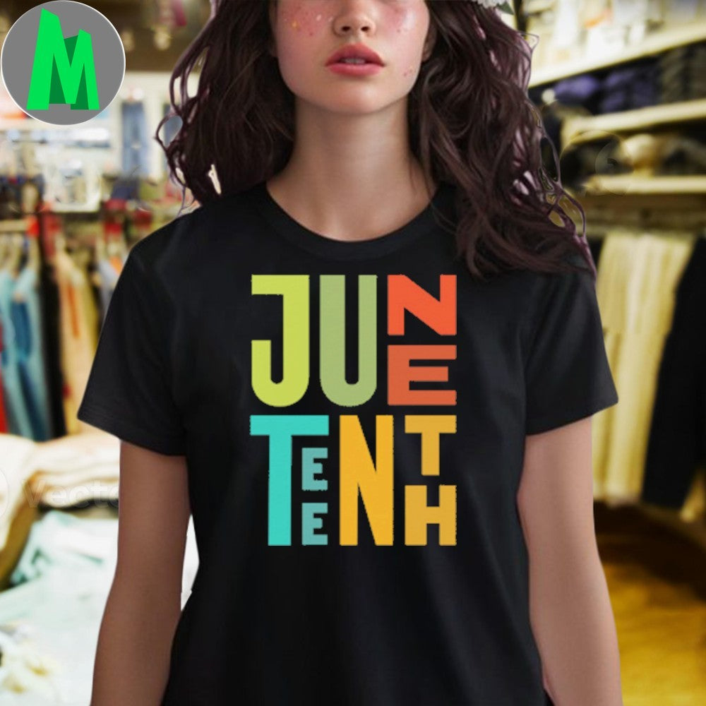 Design Juneteenth Block Letter Celebration T-Shirt