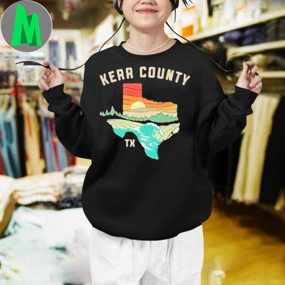 Design Kerr County Texas Landscape Map Graphic T-Shirt
