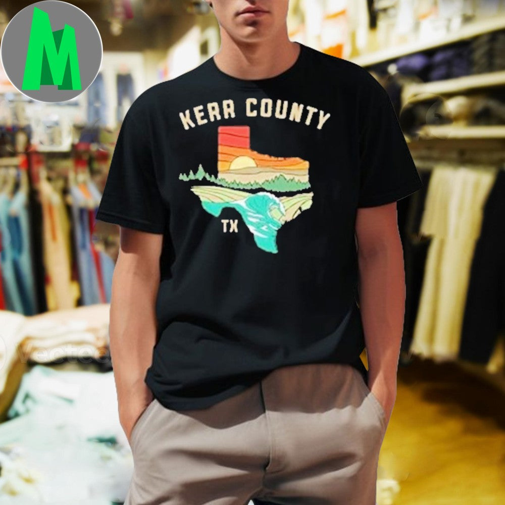 Design Kerr County Texas Landscape Map Graphic T-Shirt