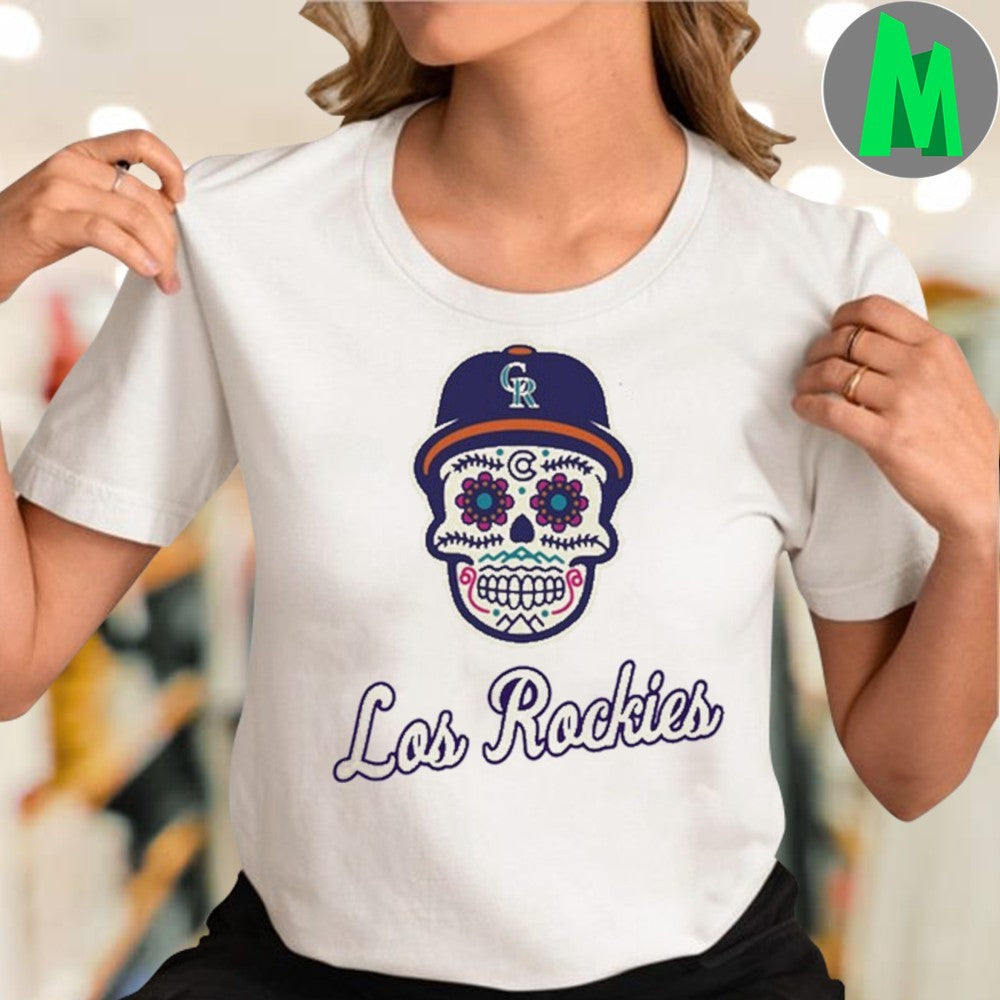 Design Los Rockies Sep 20, 2025 Hispanic And Latino Culture Sugar Skull Baseball Logo T-Shirt