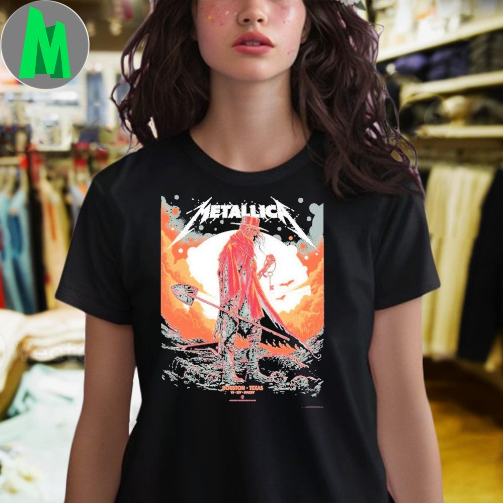 Design Metallica M72 Houston Exclusive Pop-Up Shop Poster Artwork By Luke Preece For Texas June 14 2025 At NRG Stadium North American Tour Shirt