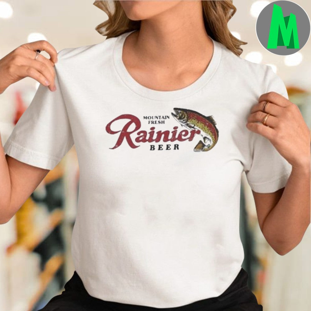 Design Mountain Fresh Rainier Beer Trout Fishing Shirt