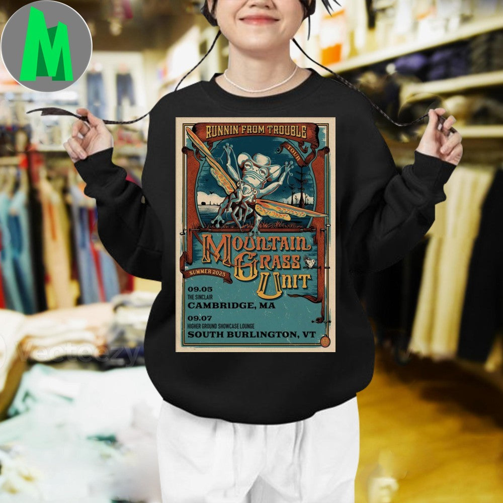 Design Mountain Grass Unit South Burlington VT Sep 7 2025 Concert Poster Bluegrass Music Fan Apparel T-Shirt