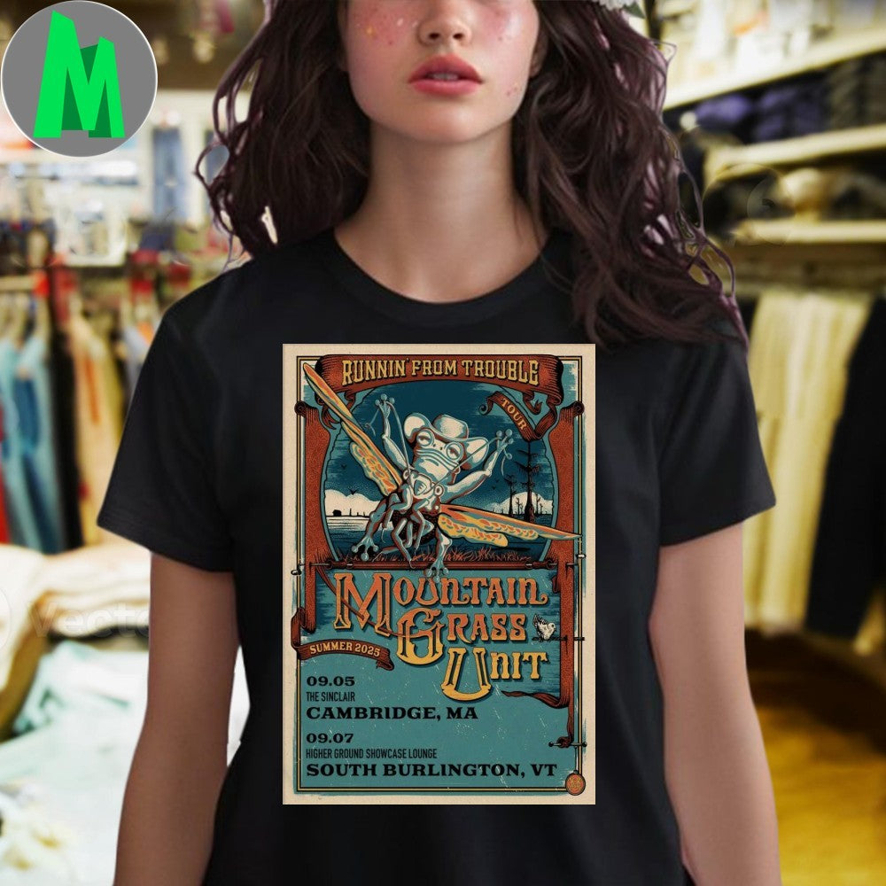 Design Mountain Grass Unit South Burlington VT Sep 7 2025 Concert Poster Bluegrass Music Fan Apparel T-Shirt