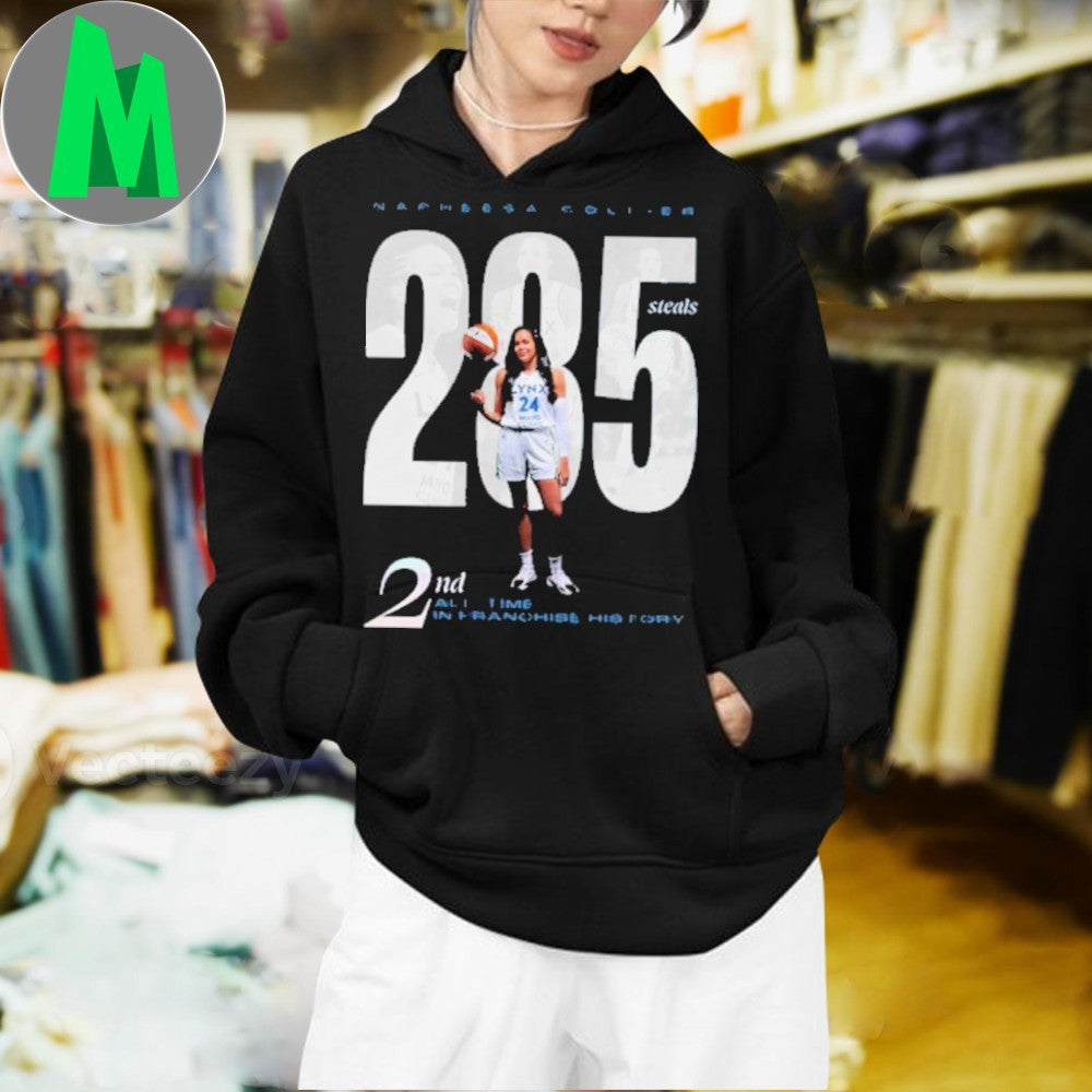 Design Napheesa Collier Minnesota Lynx 285 Steals 2nd All Time In Franchise History WNBA Basketball Fan Commemorative Graphic Tee Shirt