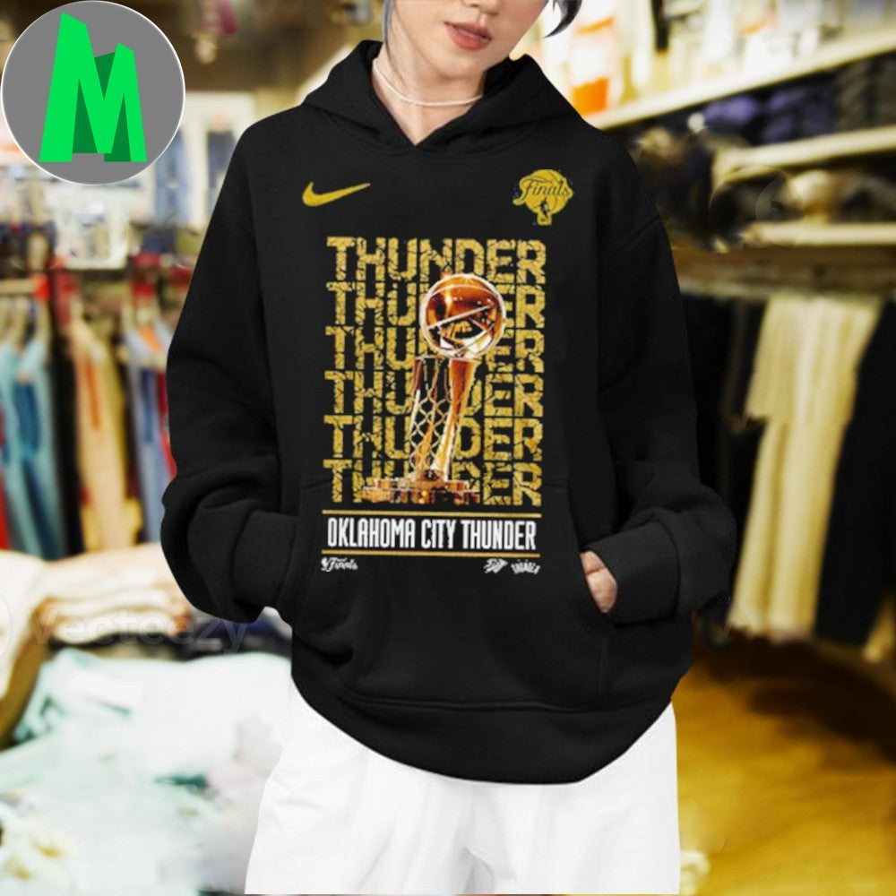 Design OKC Thunder 2025 NBA Finals Champions Golden Trophy Repetition Graphic T-Shirt