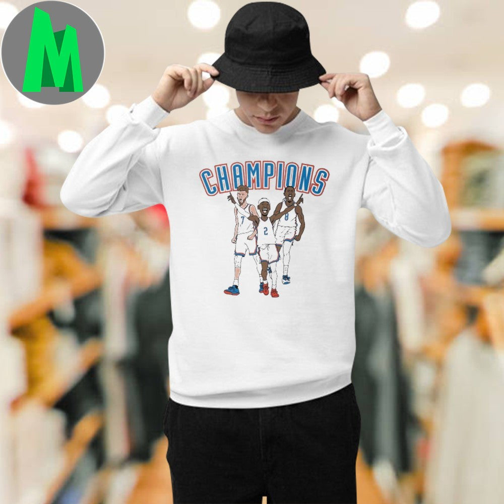 Design OKC Thunder Big 3 2025 NBA Champions Chet Holmgren Shai Gilgeous-Alexander Jalen Williams Graphic T-Shirt