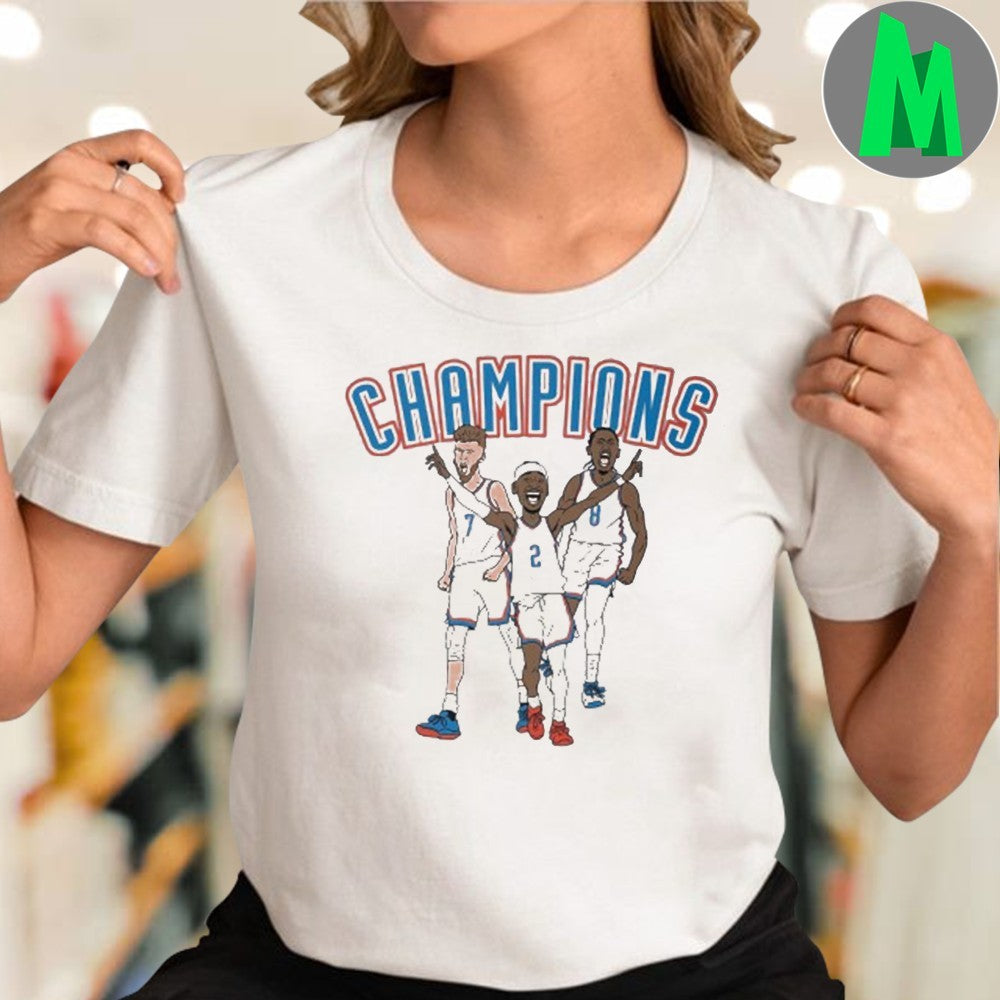 Design OKC Thunder Big 3 2025 NBA Champions Chet Holmgren Shai Gilgeous-Alexander Jalen Williams Graphic T-Shirt
