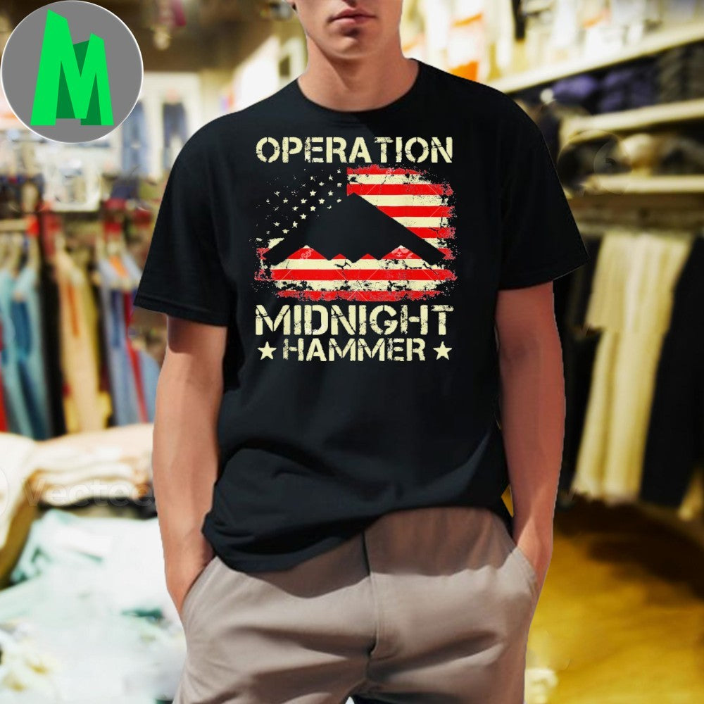 Design Operation Midnight Hammer B-2 Bomber American Flag Graphic T-Shirt