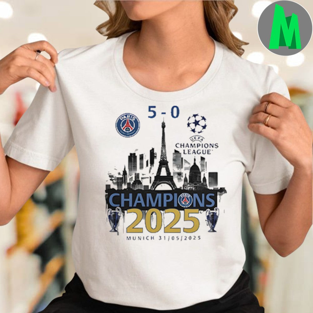 Design Paris Saint-Germain PSG Champions League Winner 2025 Football Fan T-Shirt
