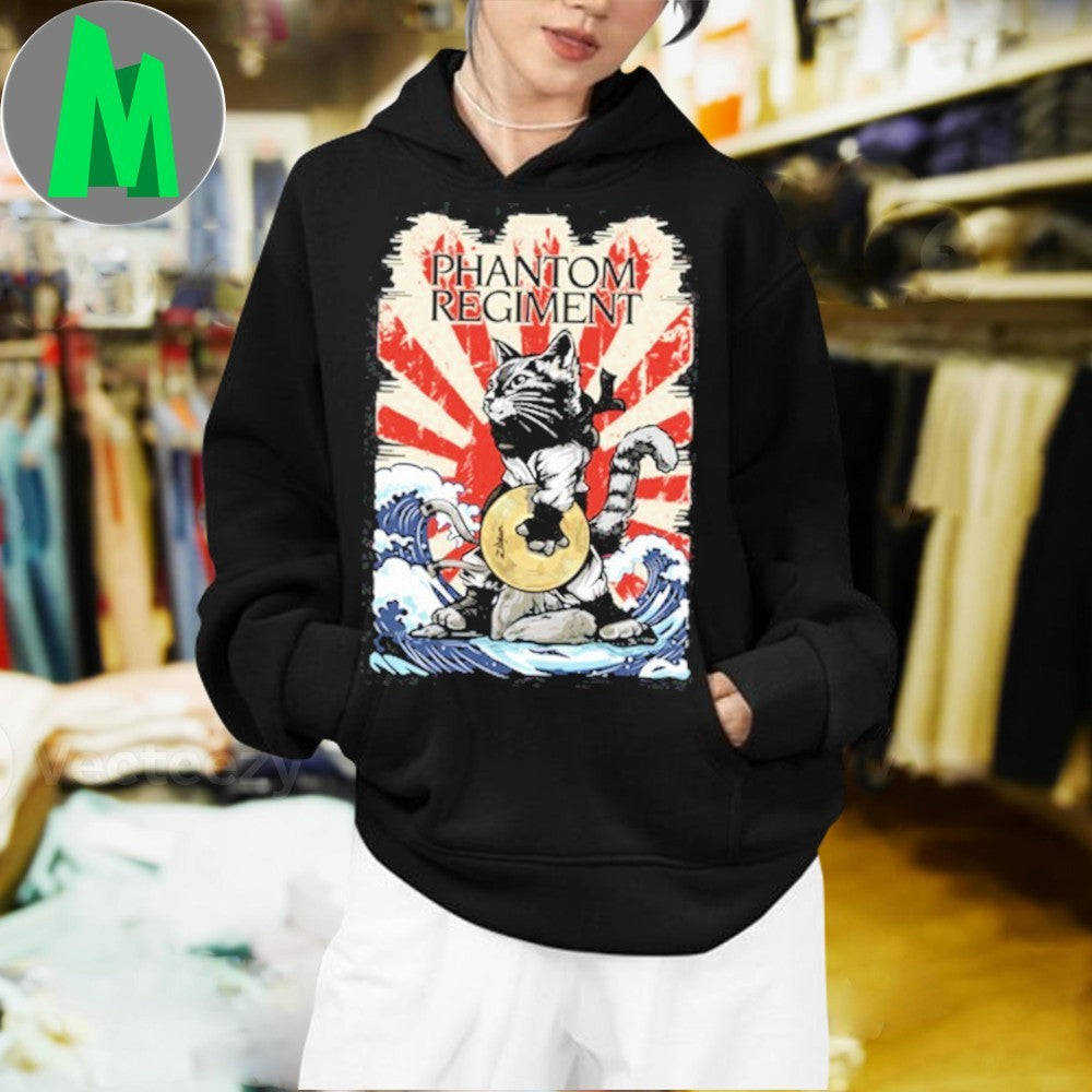 Design Phantom Regiment Ninja Cat Japanese Wave Graphic Fan T-Shirt