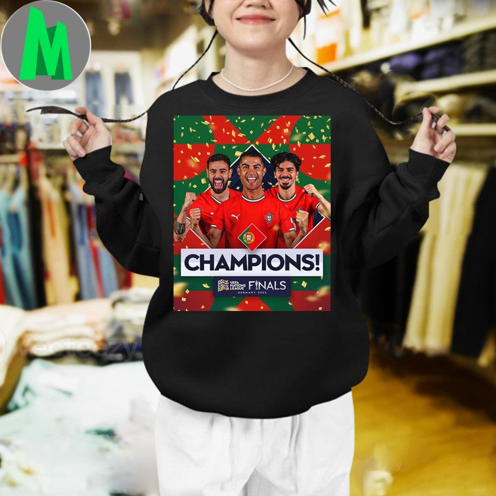 Design Portugal Win UEFA Nations League 2025 In Germany For The Second Time Shirt