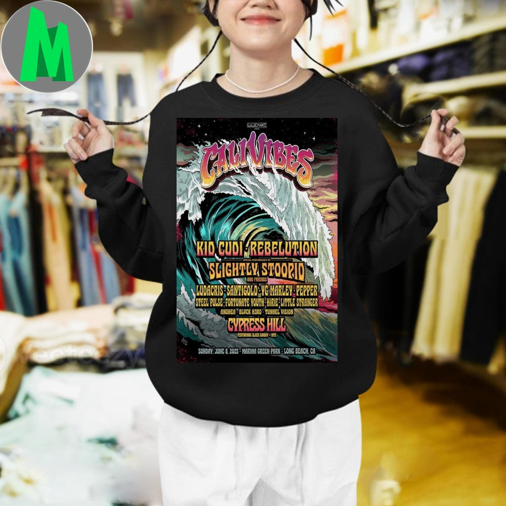 Design Poster Cali Vibes Long Beach, California June 8, 2025 Shirt