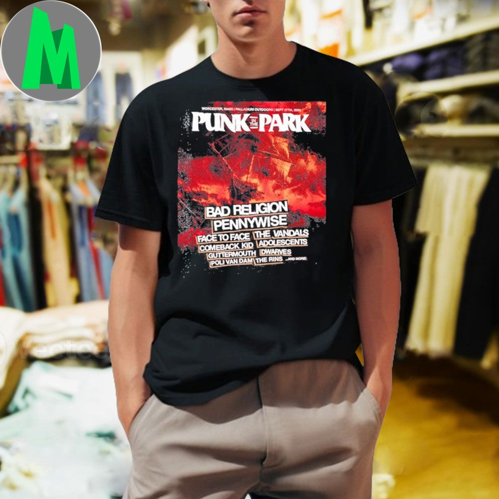 Design Punk In The Park Worcester MA Sept 27th 2025 Festival Lineup T-Shirt