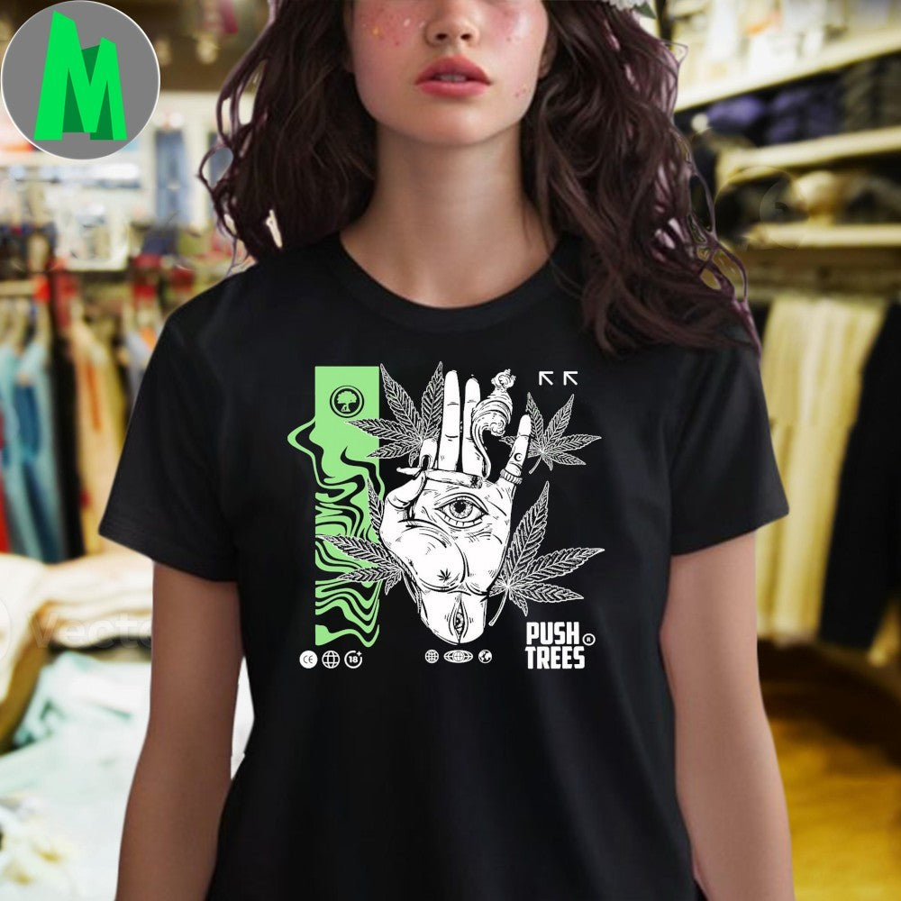 Design Push Trees All Seeing Eye Cannabis Culture Graphic T-Shirt