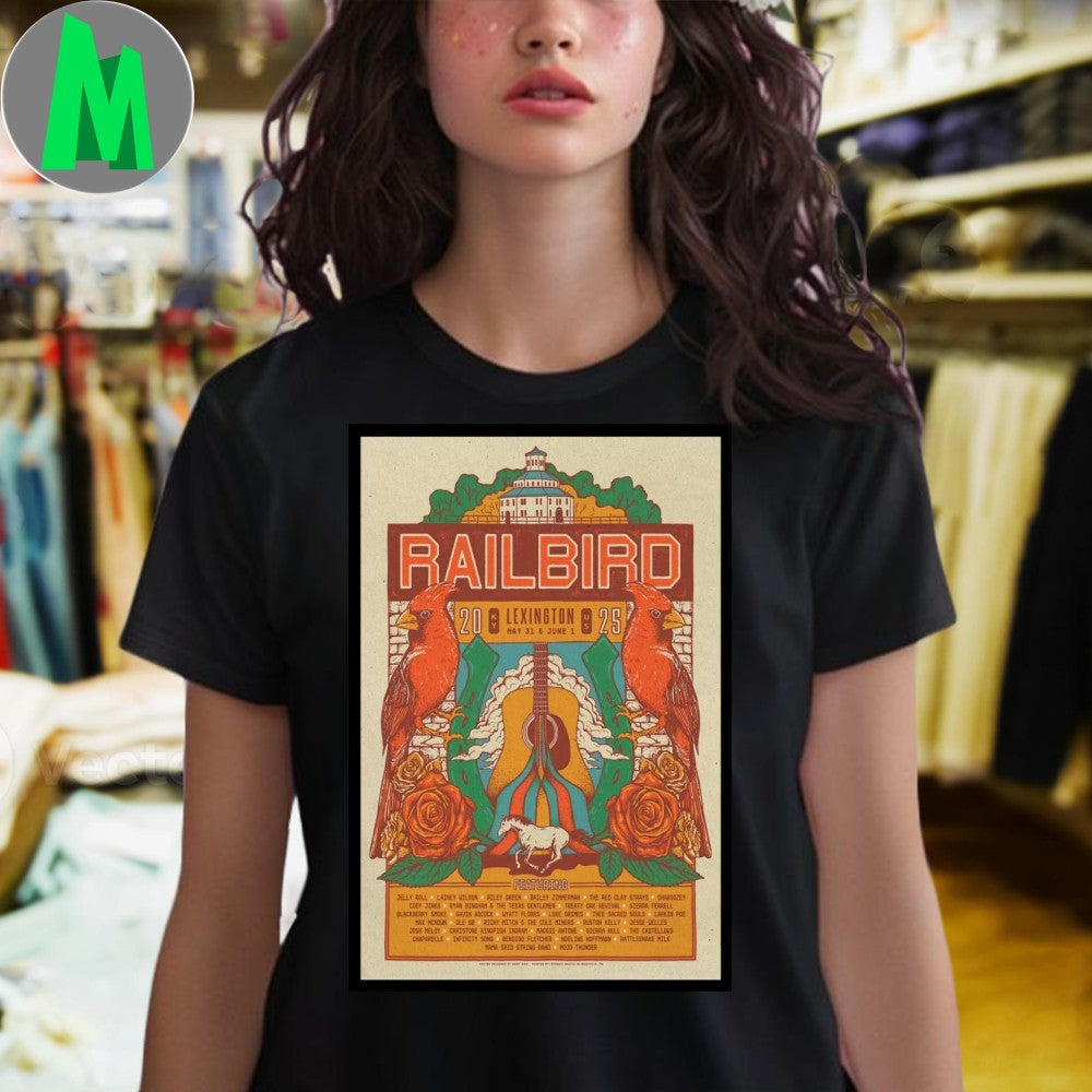 Design Railbird Festival 2025 Guitar Lineup Music Poster Event Fan Apparel T-Shirt