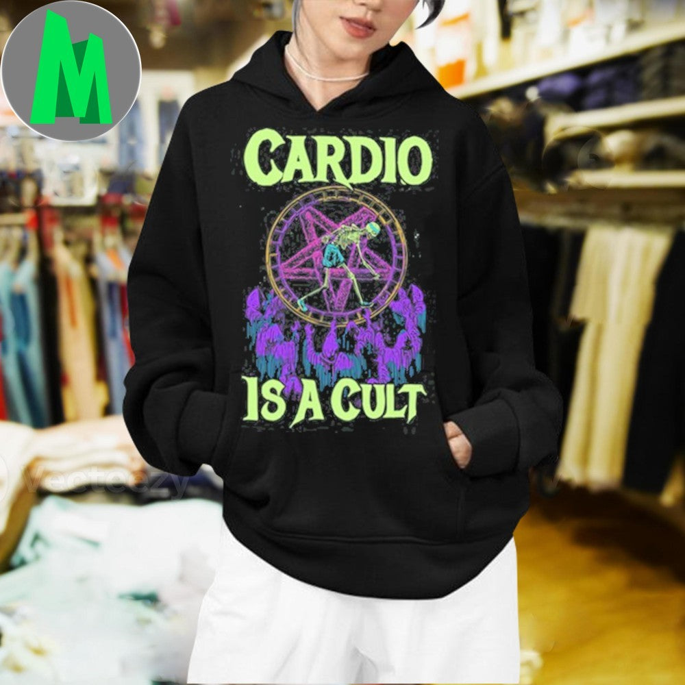 Design Raskolapparel Cardio Is A Cult Gym Fitness Workout Skeleton Pentagram Gothic Funny Fan Shirt