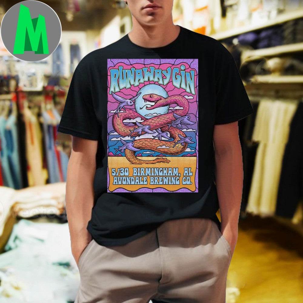 Design Runaway Gin Birmingham AL 2025 May 30 Concert Poster Jam Band Music Fan Apparel T-Shirt