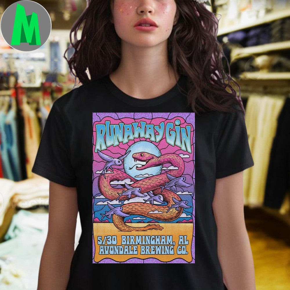 Design Runaway Gin Birmingham AL 2025 May 30 Concert Poster Jam Band Music Fan Apparel T-Shirt