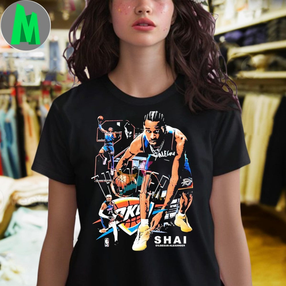 Design Shai Gilgeous Alexander Oklahoma City Thunder Dynamic Action Collage Shirt