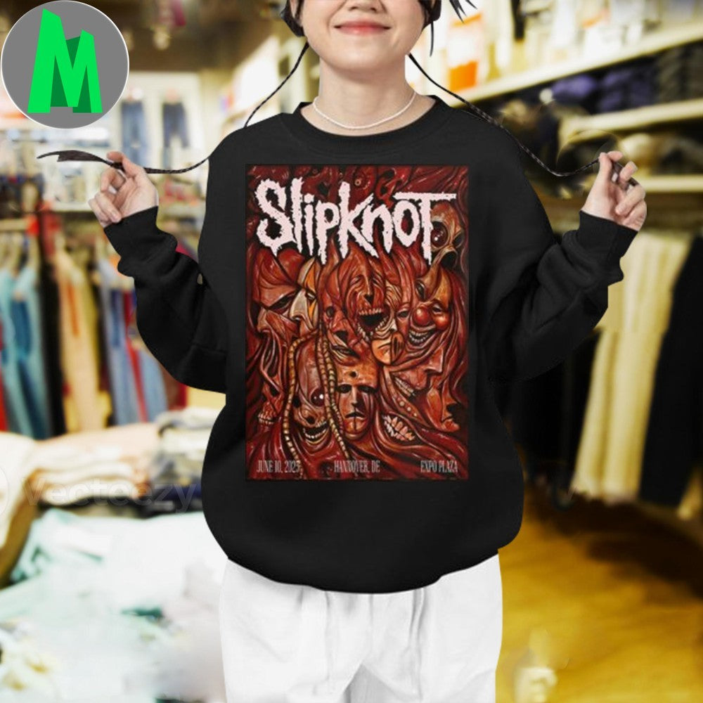 Design Slipknot Hannover DE Expo Plaza June 10 2025 Red Horror Masks Concert Graphic T-Shirt
