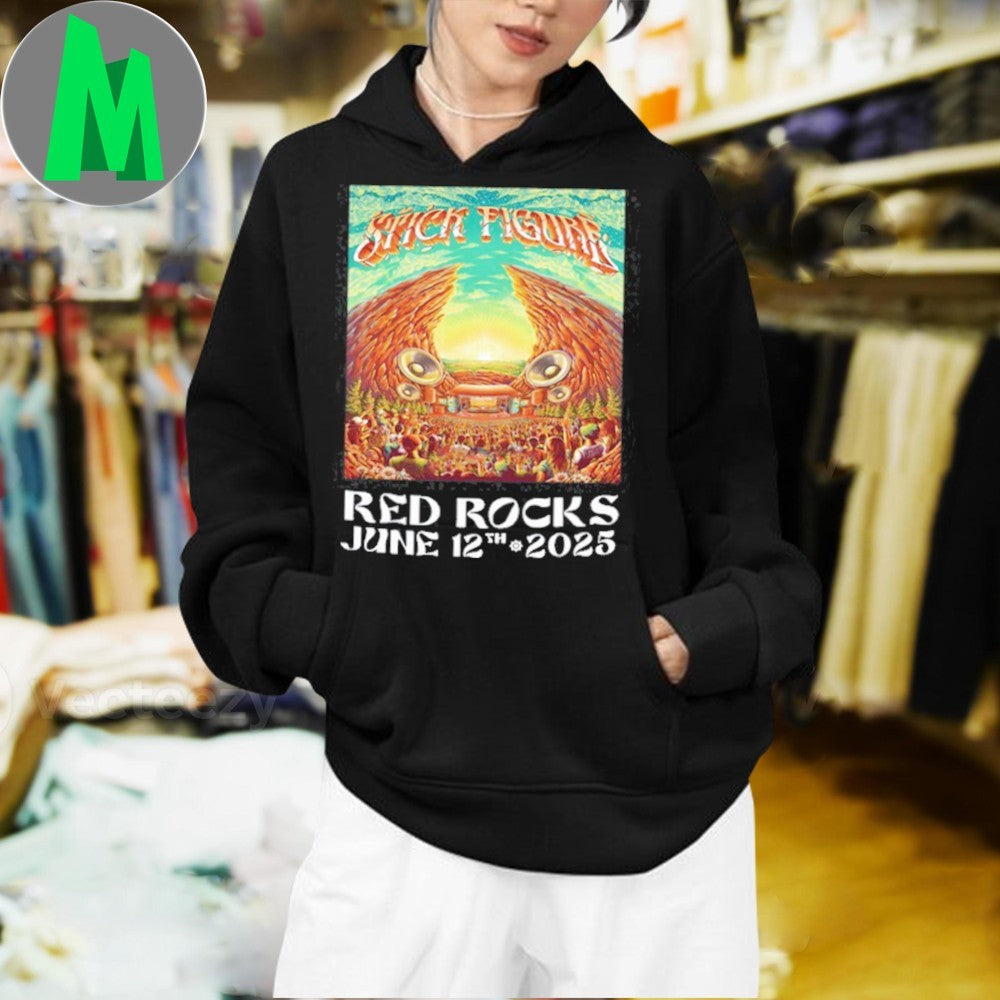 Design Stick Figure Red Rocks June 12 2025 Concert Poster T-Shirt