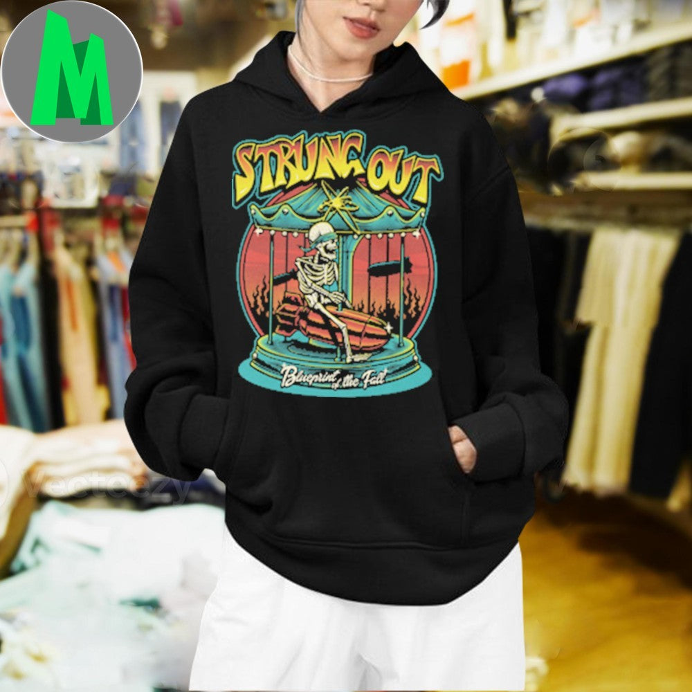 Design Strung Out Blueprint of the Fall Skeleton Roller Coaster T-Shirt