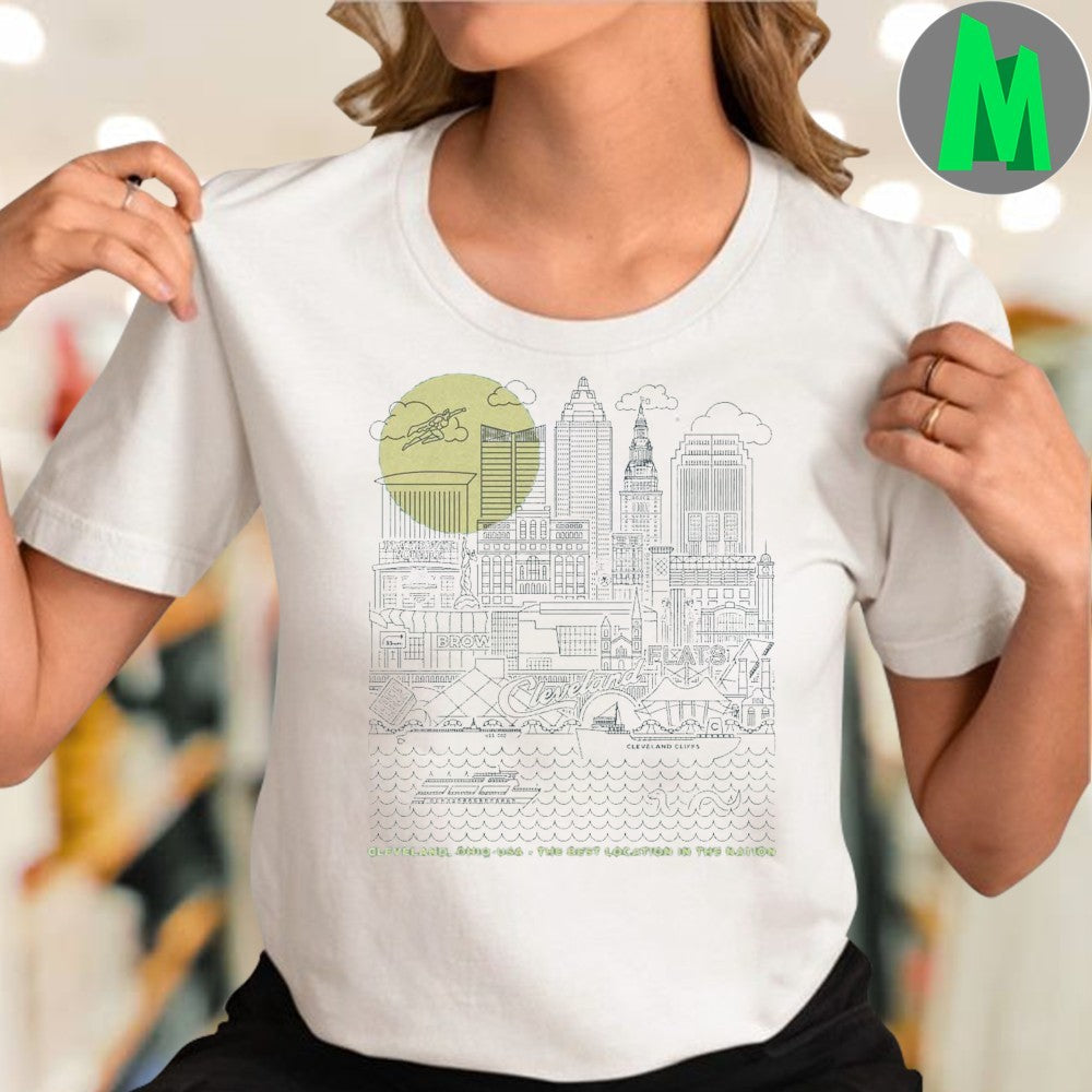 Design Teal Cleveland Ohio Skyline Icons Shirt