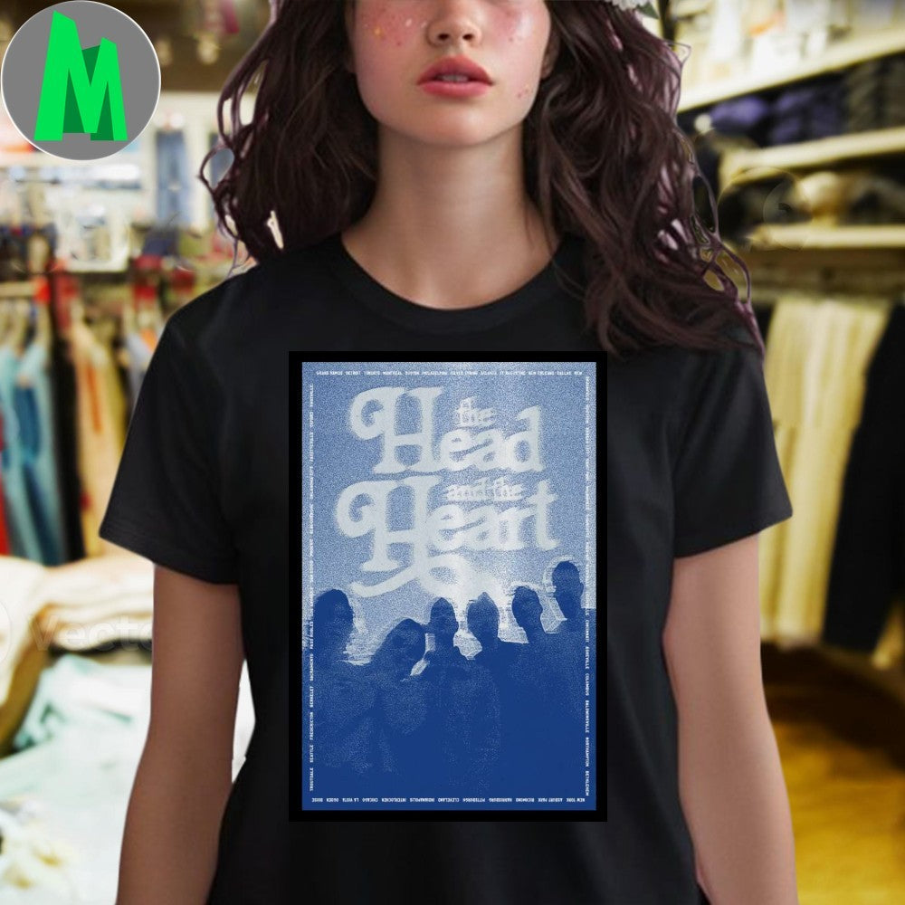 Design The Head And The Heart 2025 Tour Blue Concert Music Band Aperture Poster Fan Shirt
