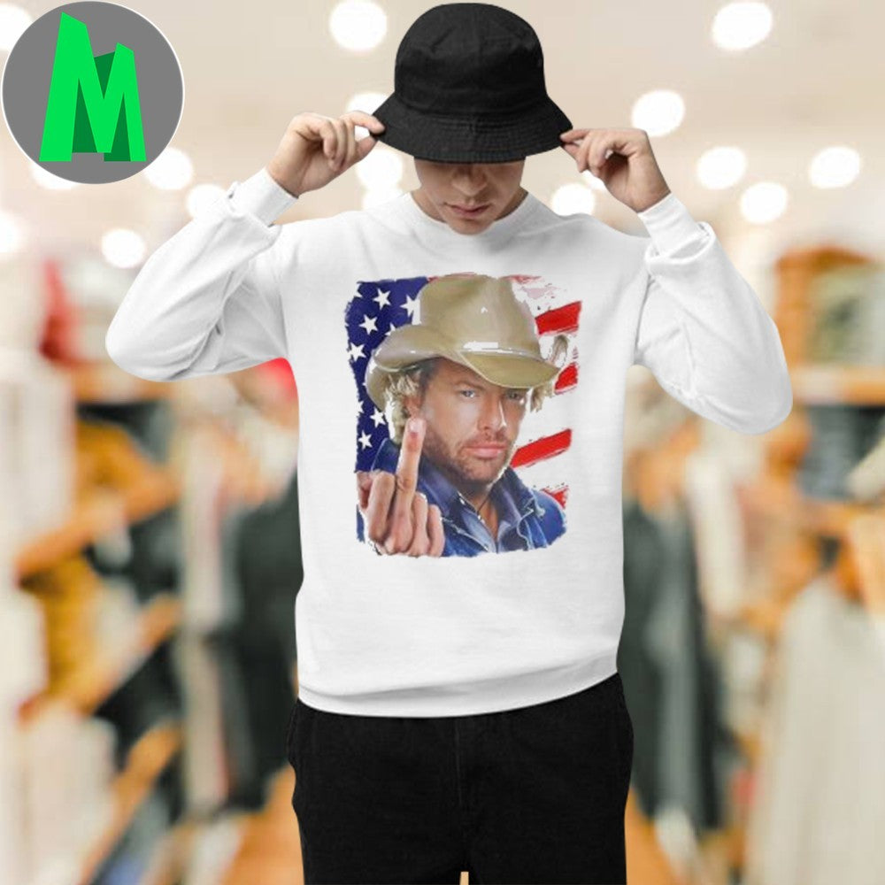 Design Toby Keith 4th of July American Flag Middle Finger Graphic T-Shirt