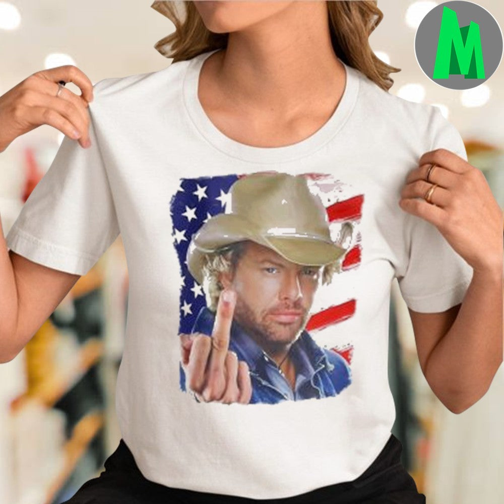 Design Toby Keith 4th of July American Flag Middle Finger Graphic T-Shirt