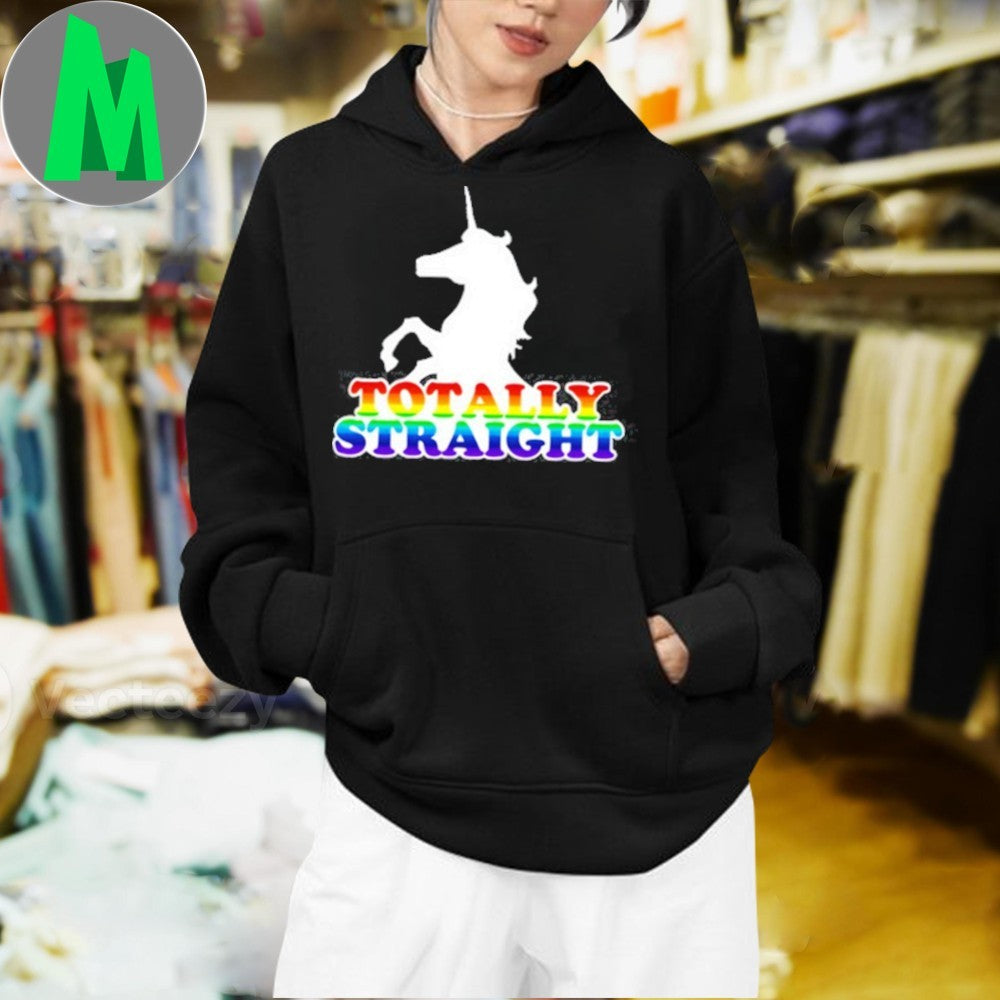 Design Totally Straight Rainbow Unicorn Graphic T-Shirt