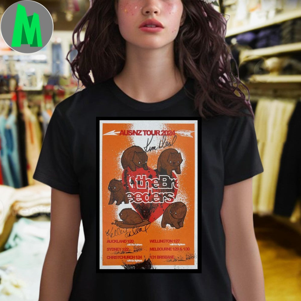 Design Tour Australia New Zealand 2024 The Breeders Kim Deal Kelly Deal Signed Concert Poster Collectible Fan Shirt
