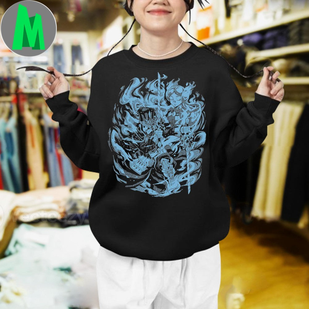 Design Two Flames Anime Manga Style Fantasy Warrior Shirt