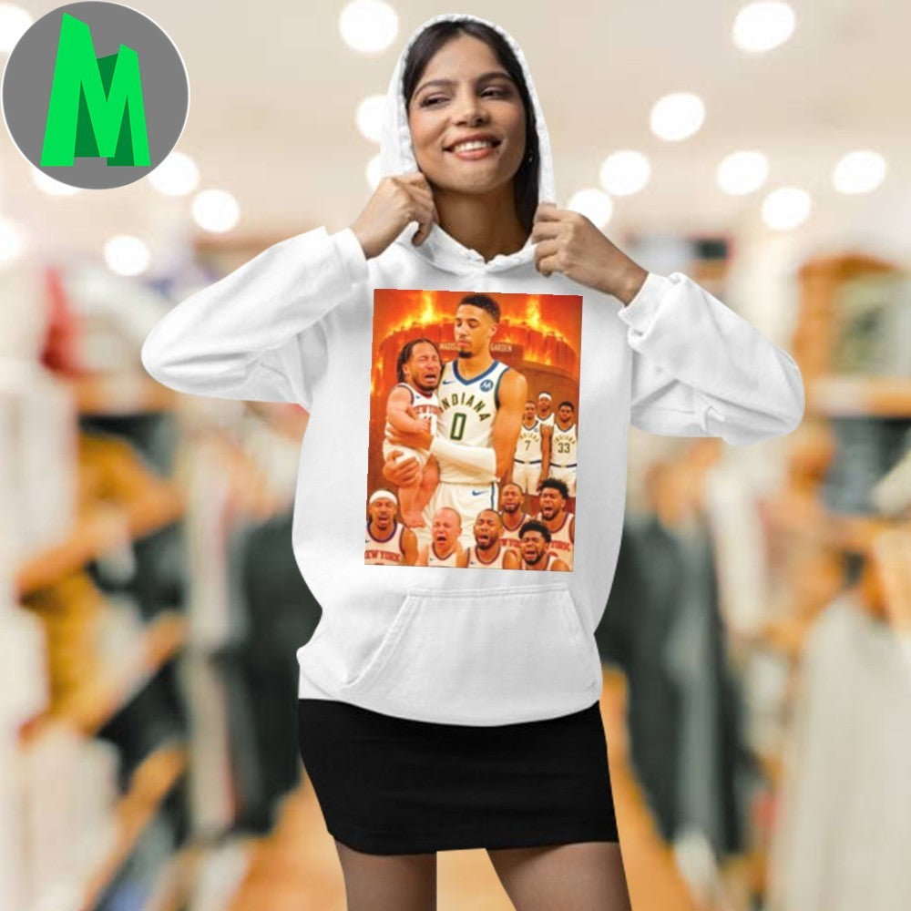 Design Tyrese Haliburton Carrying Jalen Brunson Funny Baby NBA Basketball Player Fan Shirt