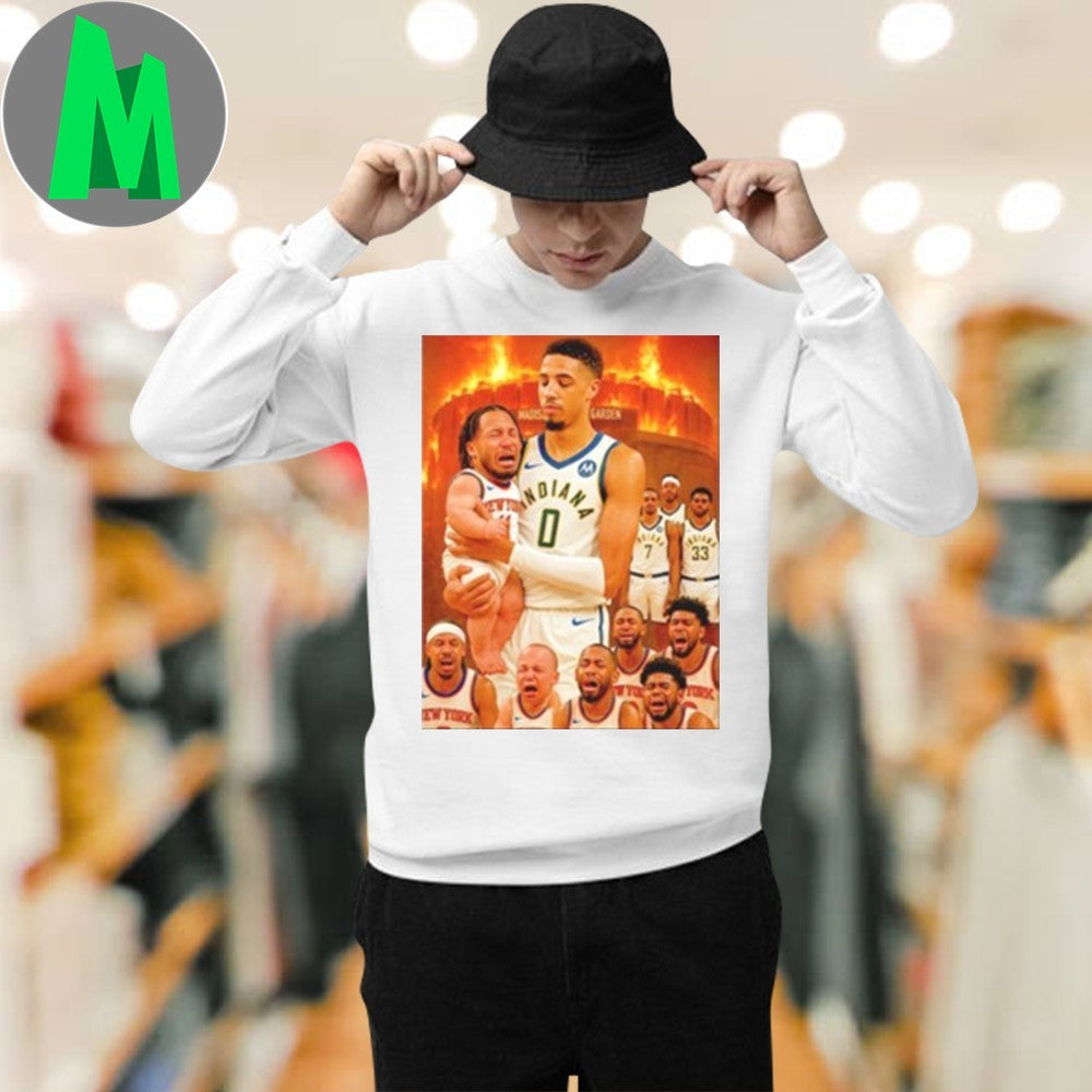 Design Tyrese Haliburton Carrying Jalen Brunson Funny Baby NBA Basketball Player Fan Shirt