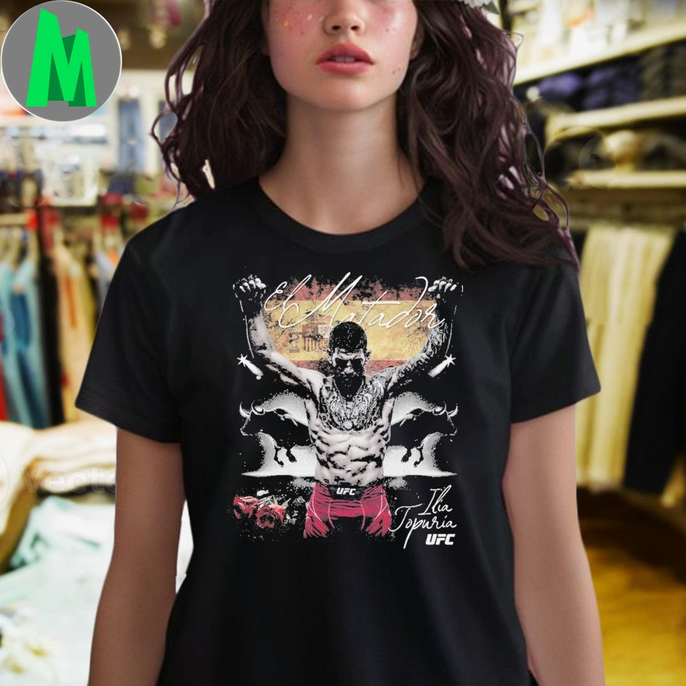 Design UFC Ilia Topuria El Matador Bull Fight Graphic T-Shirt