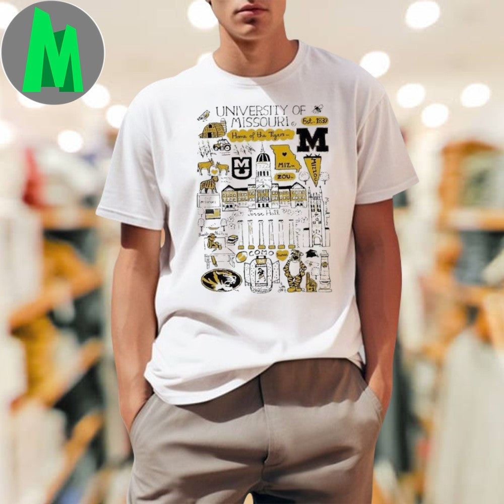 Design University Of Missouri Tigers Art Illustration T-shirt