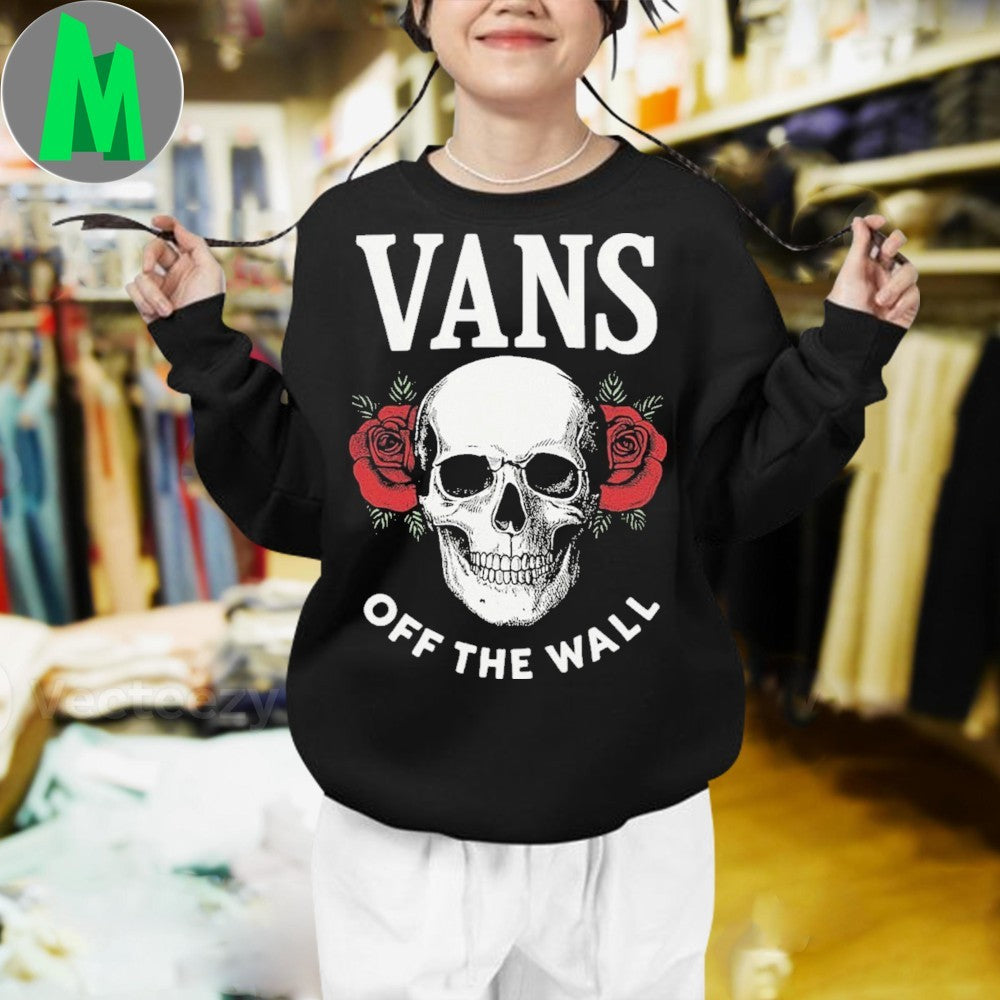 Design Vans Off The Wall Skull & Roses Graphic T-Shirt
